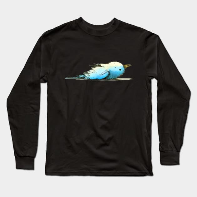 The Blue Bird Social Media is Dead to Me, No. 5: on a Dark Background Long Sleeve T-Shirt by Puff Sumo